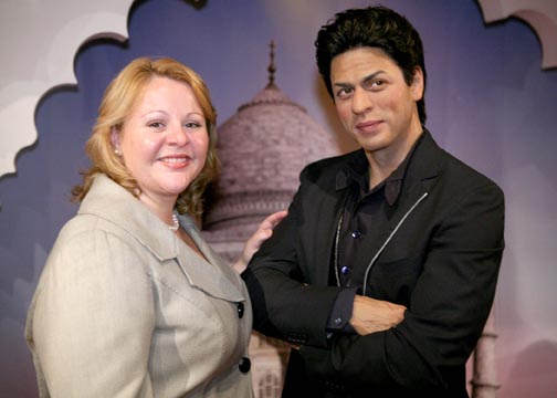 Shah Rukh Khan with Rosemary del Prado at Madame Tussauds