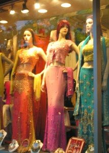 Indian outfits in a sari shop in Little India in Jackson Heights on 74th Street. Photo: Lavina Melwani