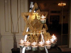 Lighting the lamps at an Indian Hanukkah celebration