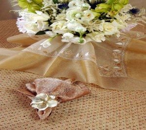 Queens Gold specialty linens from Magnolias Linens for weddings and events