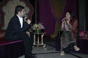 Karan Johar and Mira Nair banter with each other at An Evening in Mumbai, organized by Children's Hope India.