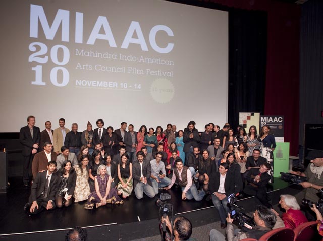 Bollywood and art film directors, actors and crew gather with film curators and volunteers and MIAAC director Aroon Shivdasani at the conclusion of the MIAAC film festival