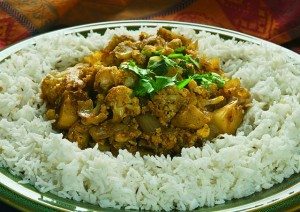 Spiced Cauliflower and Potatoes from 'The Slow Indian Cooker' by Anupy Singla which is about 50 Indian recipes