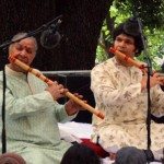 Pandit Hari Prasad Chaurasia, legendary Indian musician, plays the bansuri with his nephew Rakesh Chaurasia