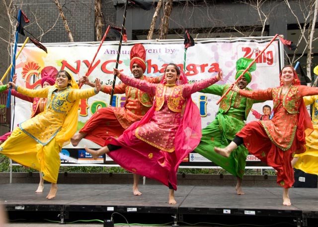 Megha Kalia & NYC Bhangra dancers at Holi celebrations 