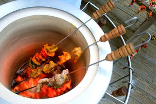 Chicken skewers or chicken tikka made in the tandoor