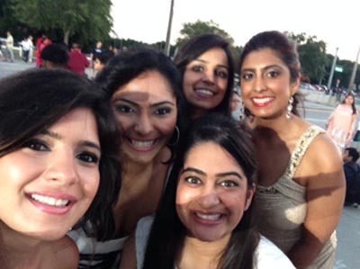 The Bollywood Fan Tribe, Gloria on the left, traveled to Tampa Bay 