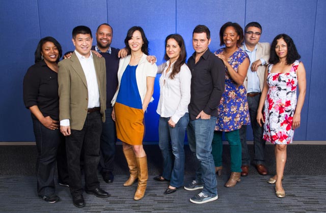  [Left to right] LaToya Morgan, Galen Tong, Q. Terah Jackson III, Soo-Hyun Chung, Tianna Majumdar-Langham, Chris Bessounian, Joy Kecken, Nayan Padrai, and Radha Bharadwaj.Photo: Michael Jones 