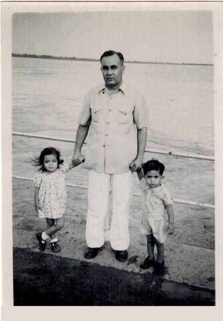 On the Bombay water front with my father and brother at the age of three