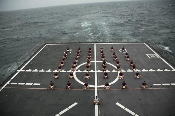 Yoga in the Middle of the Ocean by Indian Navy