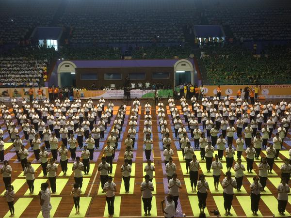 Yoga session in Yangon, Myanmar