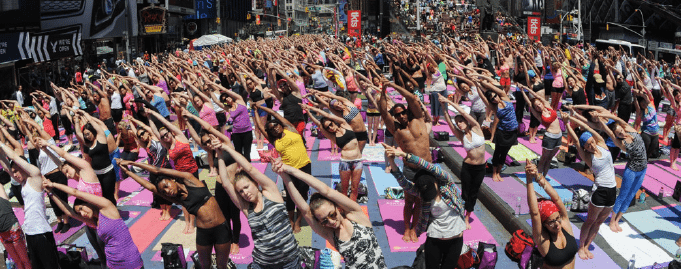 Yoga in Times Square