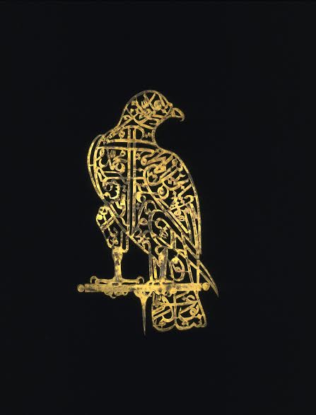  Calligraphic ‘Alam in the Shape of a Falcon Golconda, 17th century Perforated gilt copper H. 13¾ in. (34.9 cm), W. 8 in. (20.3 cm) Victoria and Albert Museum, London Image: © Victoria and Albert Museum