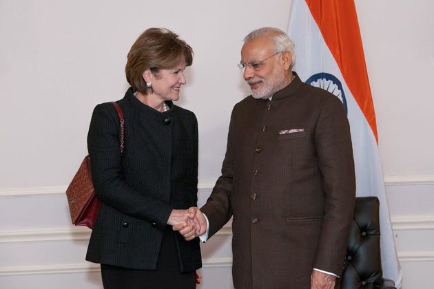 Meeting top CEOs- PM Modi with Marillyn A.Hewson,Chairman,President & CEO,Lockheed Martin Corporation