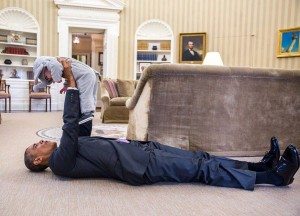 President Obama on Halloween with the littlest trick or treater