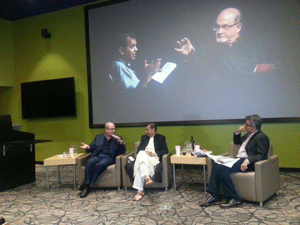 Salman Rushdie, Suketu Mehta and Amitava Kumar (Photo: Lavina Melwani)