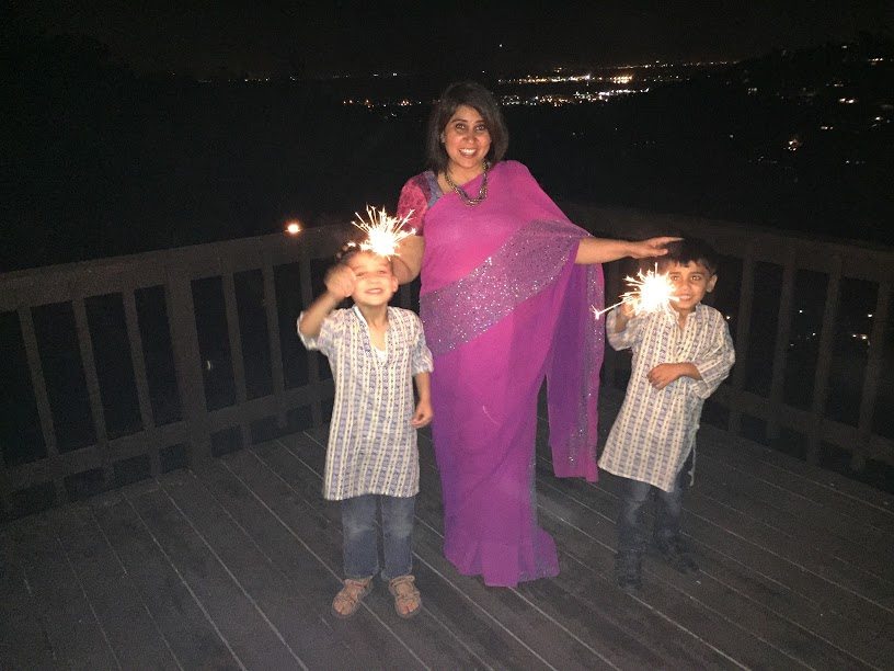 Shuchi with her twin boys
