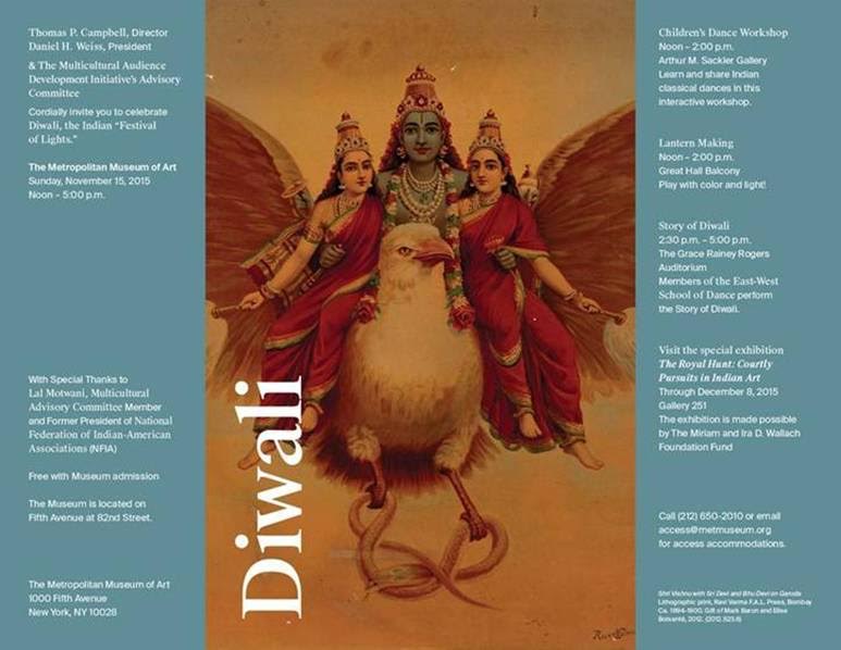 The Diwali Invitation for festivities at the MET