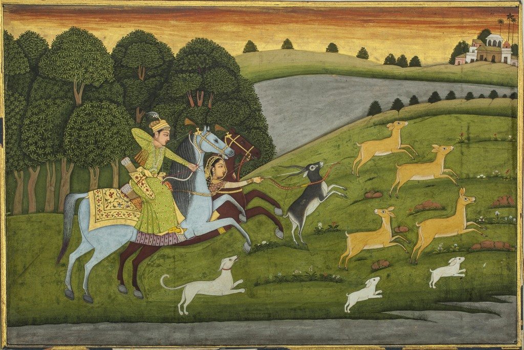 Baz Bahadur and Rupmati Out Hunting, a circa-1750 painting 