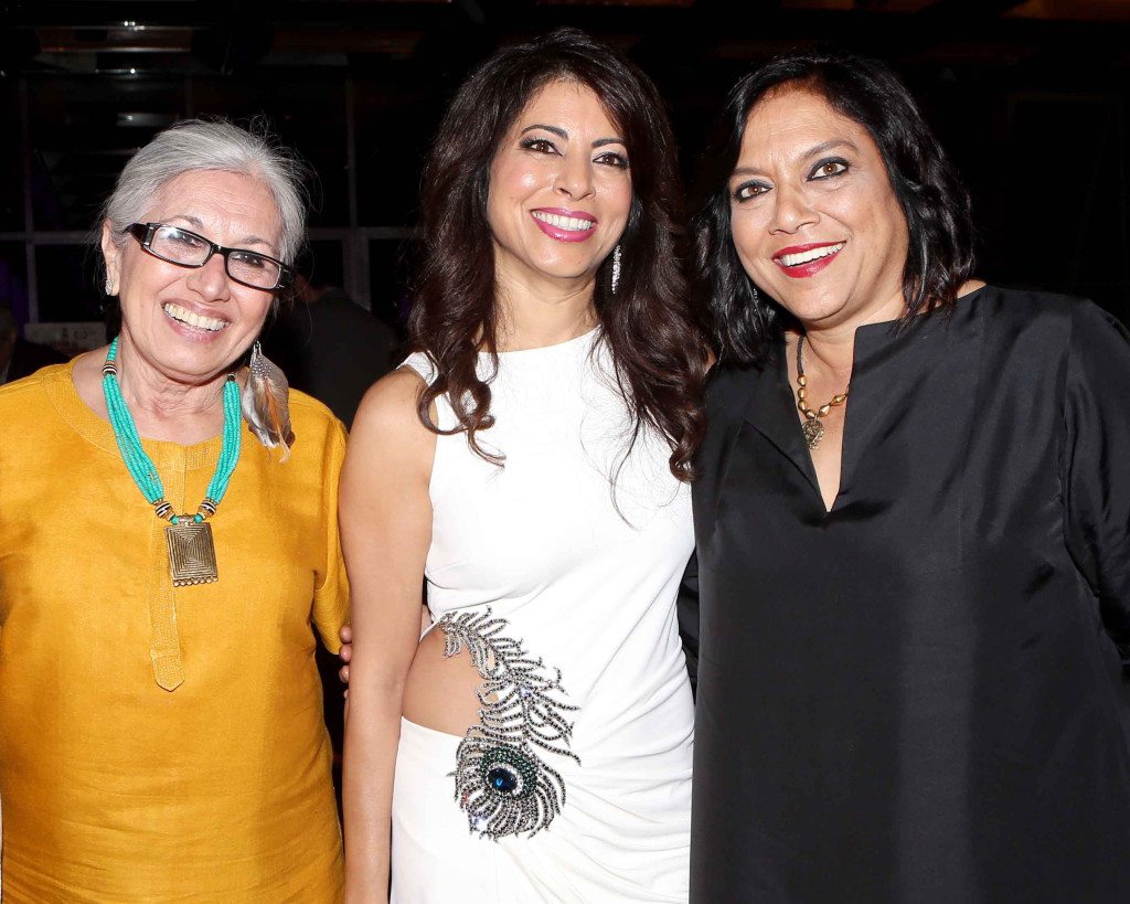 From Left, Aroon Shivdasani, NYIFF Artistic Director, Actress Poonam Khubani and Filmmaker Mira Nair at 2016-NYIFF opening night Gala in New York City. Photo:-Jay Mandal/On Assignment