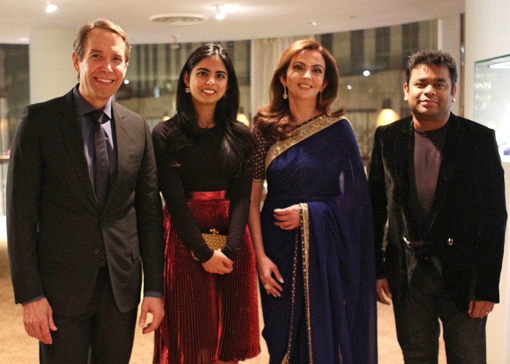 Jeff Koons, Isha Ambani, Nita Ambani and AR Rahman