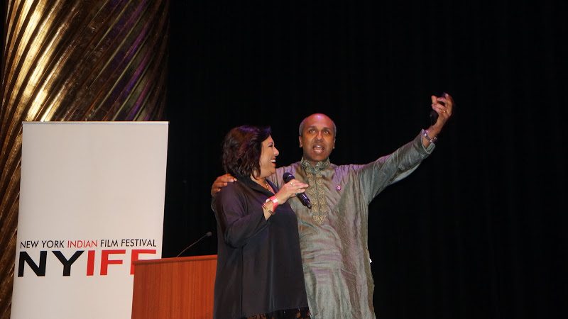 Emcee Sree Sreenivasan with director Mira Nair