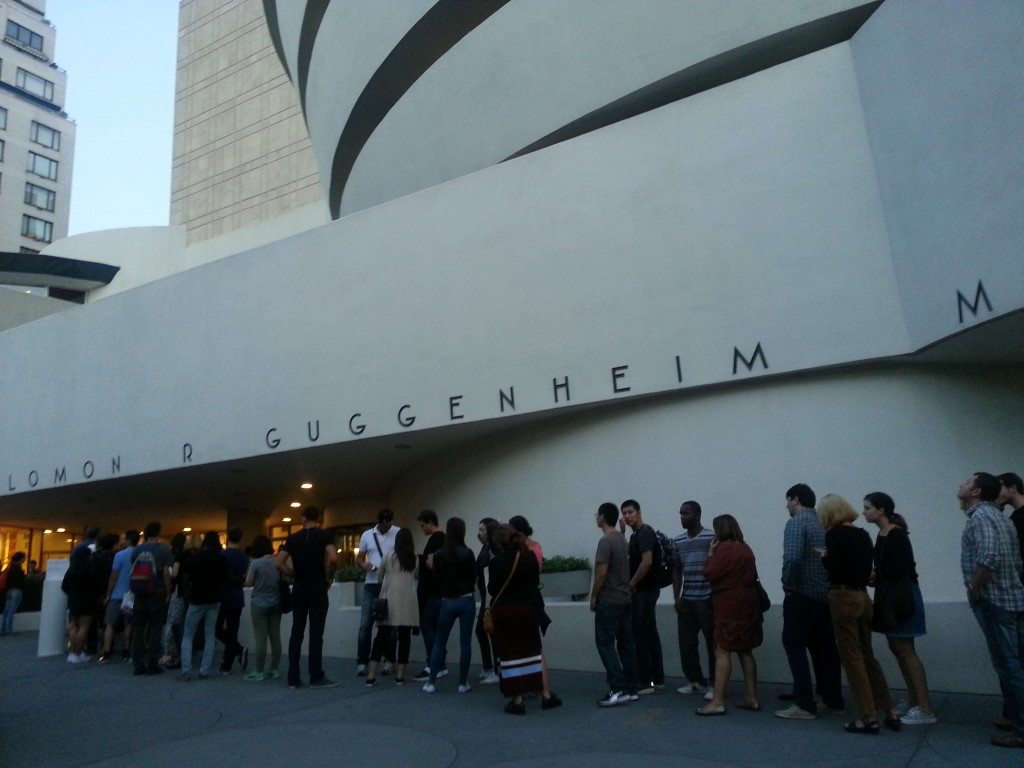 Crowds outside the Guggenheim Museum
