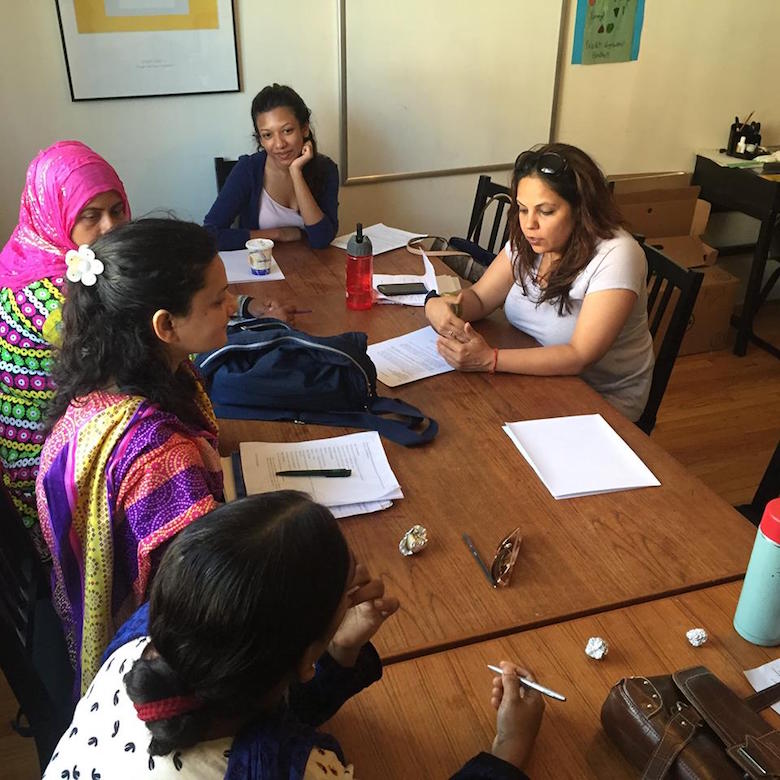 Surbhi Sahni with immigrant women trainees