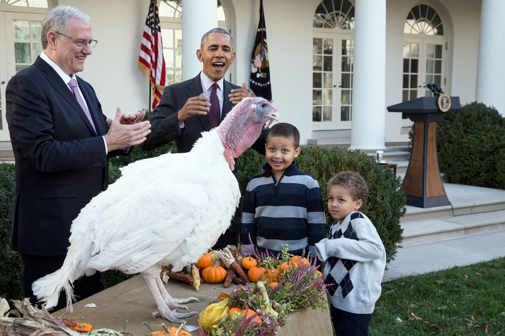 Pardoning the Turkey! President Obama with his nephews