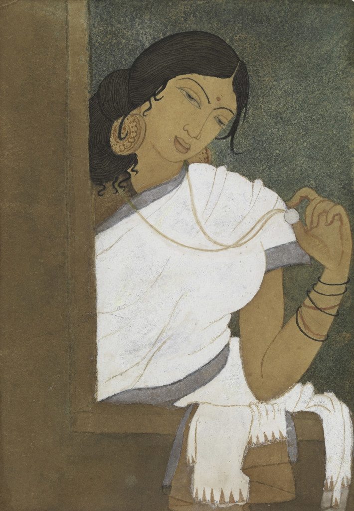 Woman with Medallion Chennai, early 1940s Watercolor on paper 6 ¾ in. x 4 5/8 in. Lent by Michael Pellettieri Photo: © 2016 M. Pellettieri 