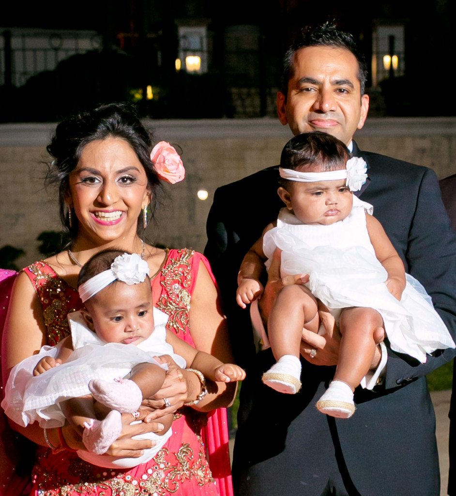 Komal and Jaideep Mulchandani with their twin daughters