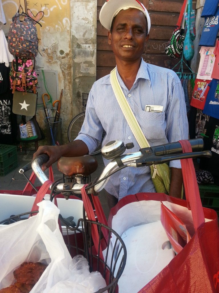 Tamil samosa seller in Pisa