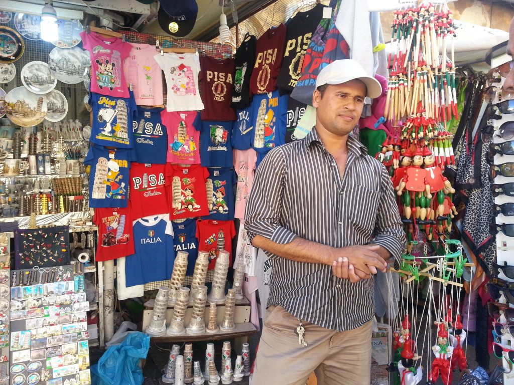 Indian vendor in Pisa
