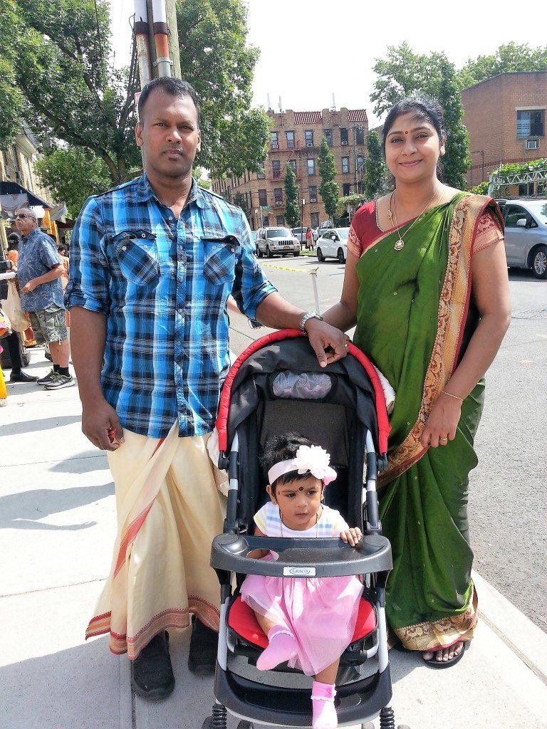 A couple from Sri Lanka celebrating baby's first visit to the Ganesha Festival