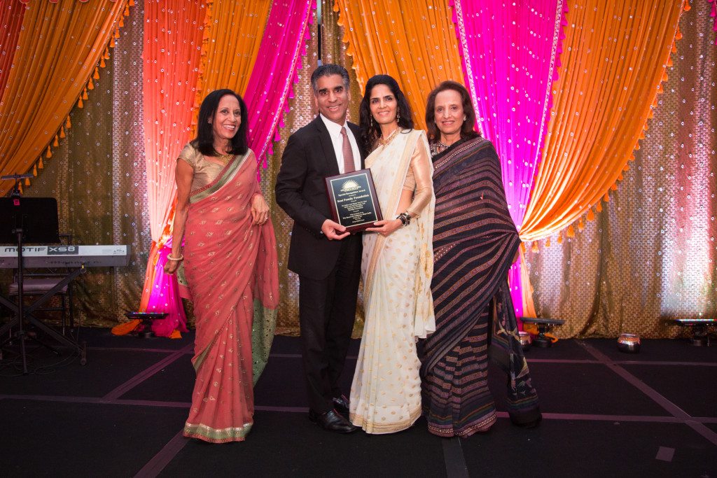 The Sani Family was honored for their for their commitment to CHI. Sunil and Sharmila Sani received the award on behalf of the family are flanked by Maya Rajani and Dr. Dina Pahlajani, co-founder and co-president of Children’s Hope