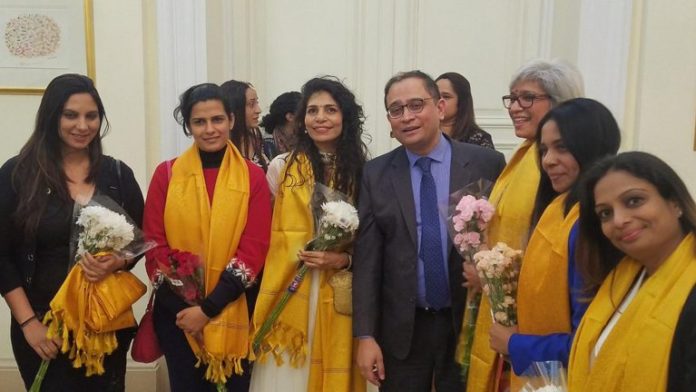 Air India pilots with NY Consul General Sandeep Chakravorty