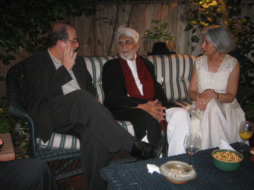 Aroon Shivdasani with Salman Rushdie and MF Husain