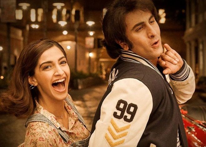 Sonam Kapoor and Ranbir Kapoor in Sanju