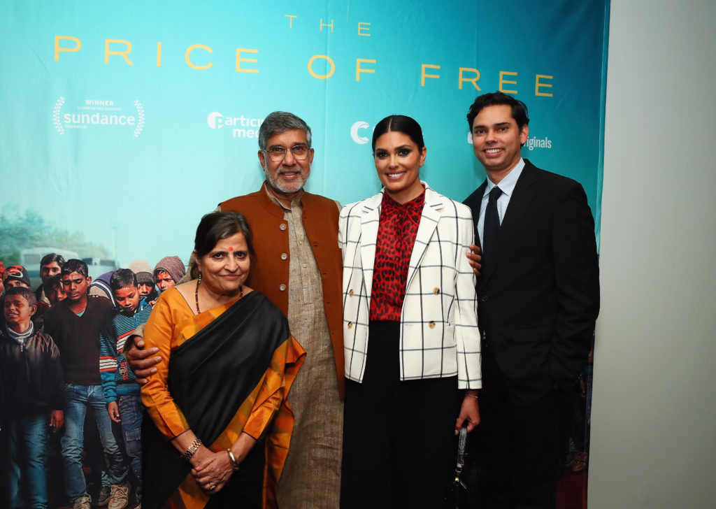 Sumedha Kailash, Kailash Satyarthi, Rachel Roy and Rajendra Roy at the screening at MOMA. (Photo by Astrid Stawiarz/Getty Images for YouTube Originals)