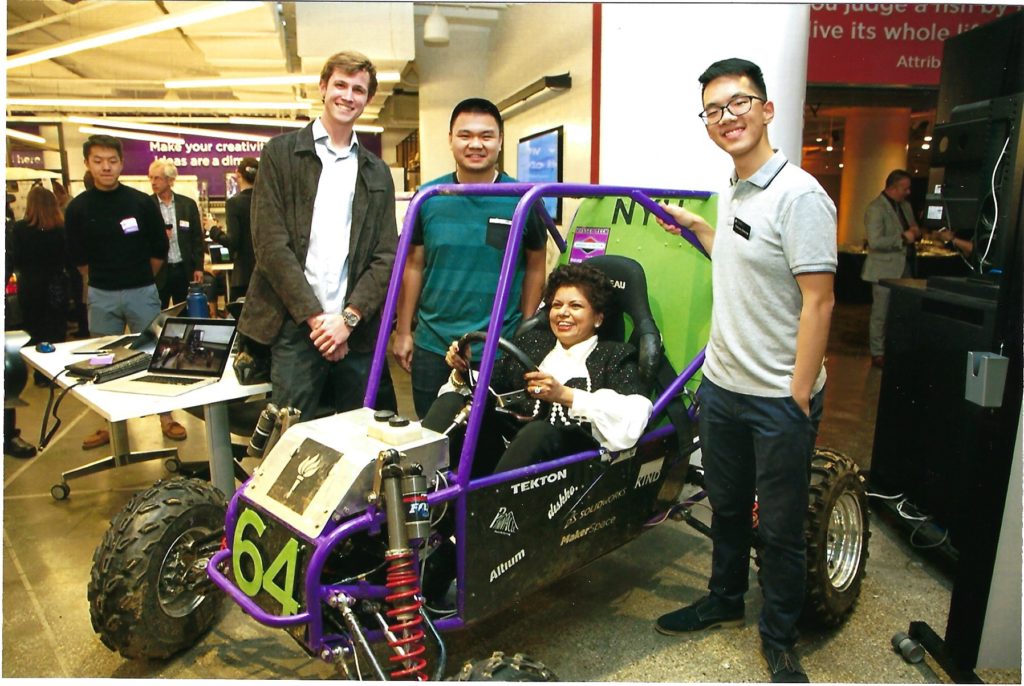 Chandrika Tandon checks out the innovation of students at School of Engineering