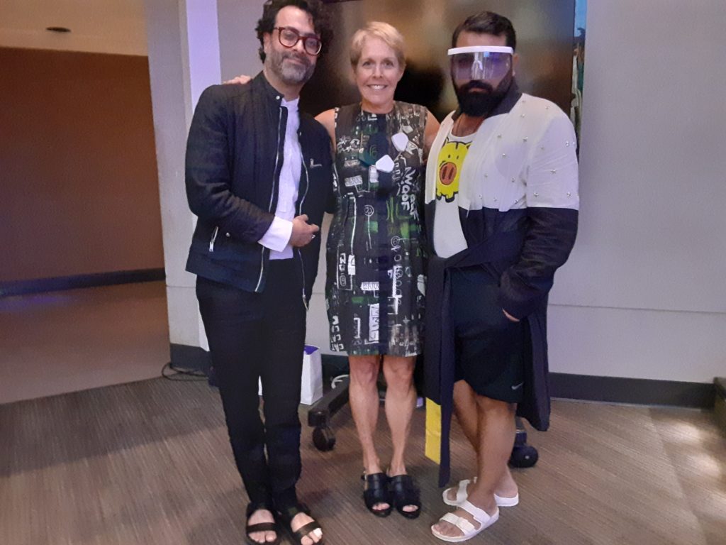 Designers Kamiar Rokni and Ali Xeeshan with FIT dean Mary Davis