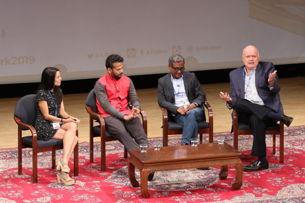 Food, Memory and Culture panel  - Chandrahas Choudhury, Krishnendu Ray and Adam Platt in conversation with Ligaya Mishan