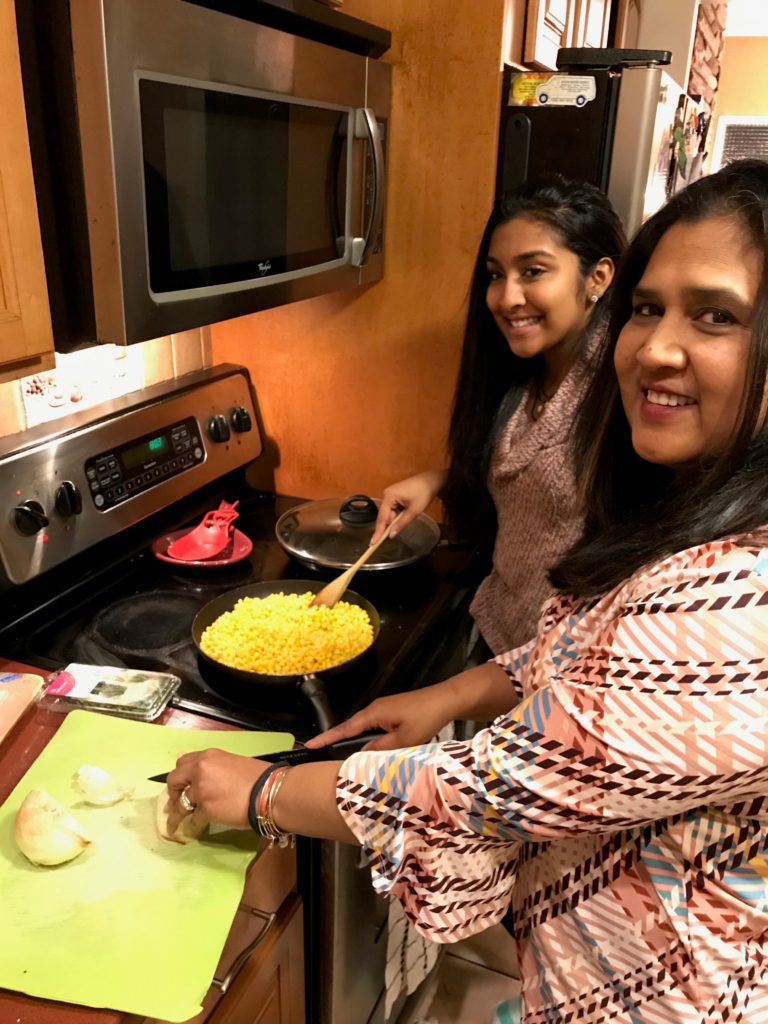 Thanksgiving-The Manjrekars prepare in the kitchen