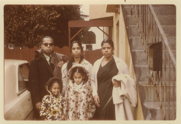 Kamala Harris with her grandparents, mother and sister in 1972.