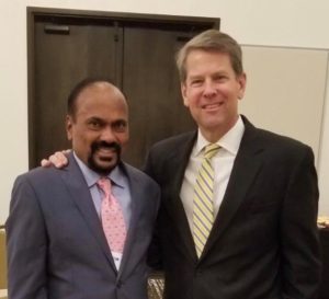 Narender Reddy with Governor of Georgia Brian Kemp