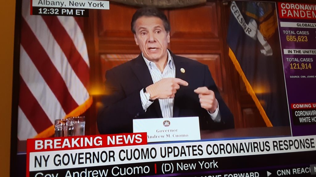 Governor Andrew Cuomo at the press briefing