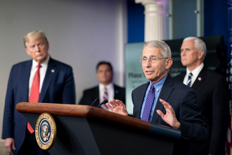 Dr. Anthony Fauci with Trump and Pence