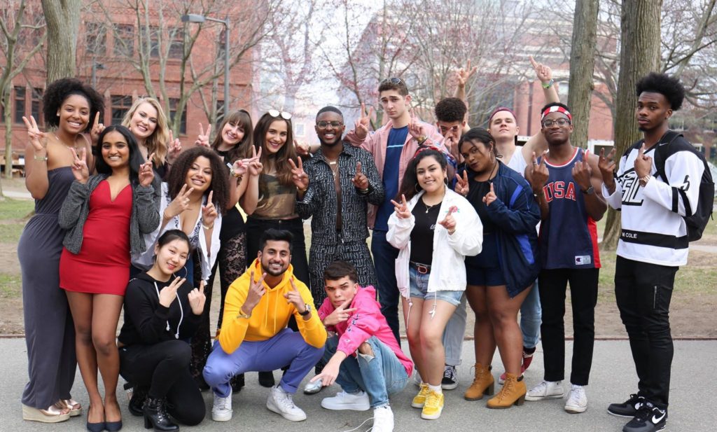 Students at Harvard. James Mathew, president of the student body, is in yellow.