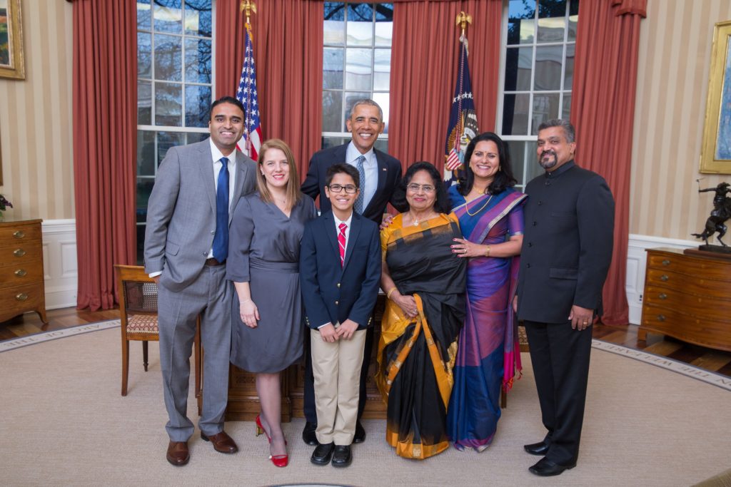 Maju Varghese and family with President Obama in January, 2017