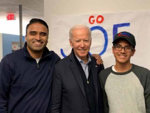 President Elect Joe Biden with Maju Varghese and son